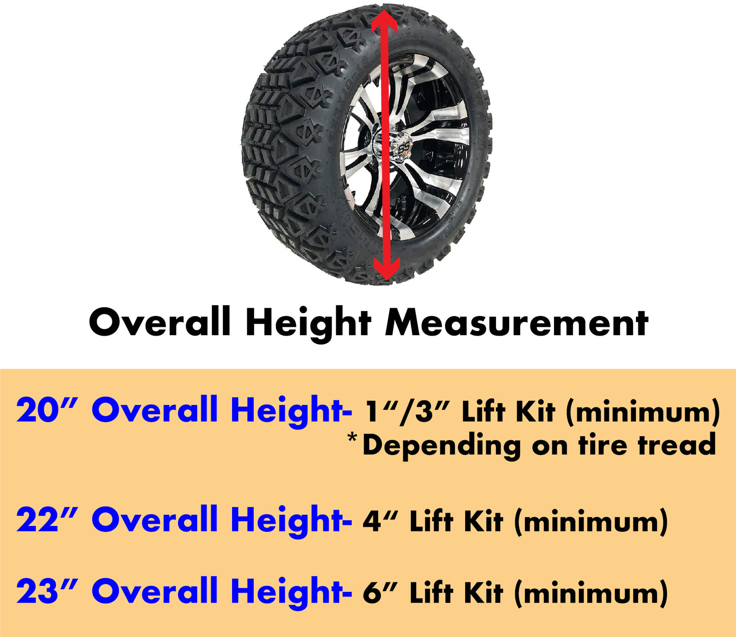 Lifted Club Car Wheel and Tire Measurements
