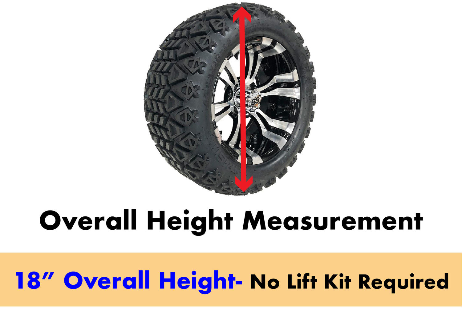 Non-Lifted Club Car Wheel and Tire Measurement Chart