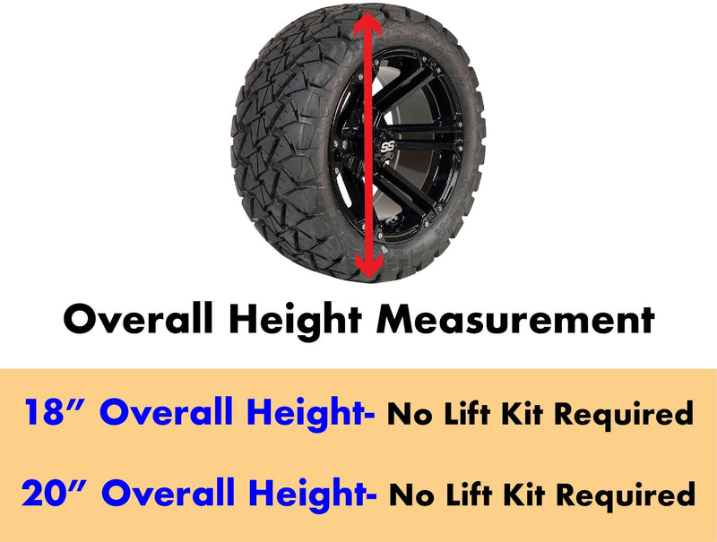 Non-Lifted EZGO golf cart wheel and tire measurements