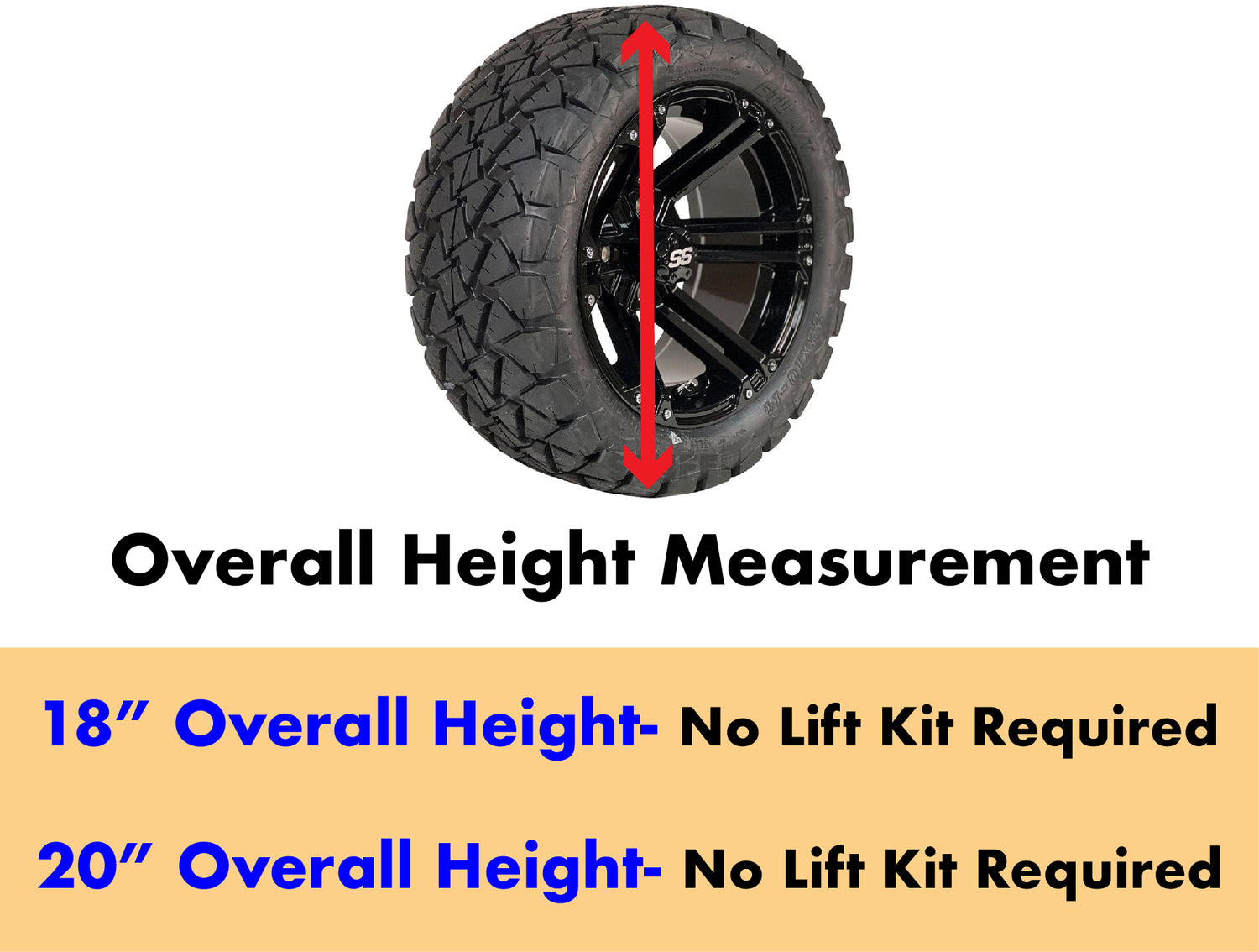 Non-Lifted EZGO golf cart wheel and tire measurements