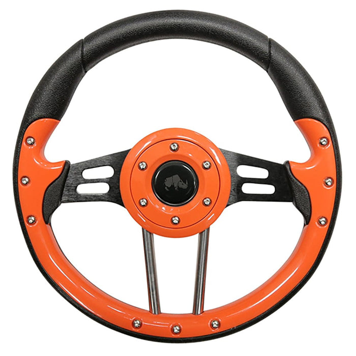 RHOX-Steering-Wheel-Aviator-4-Orange-Grip-Black-Spokes-13-Diameter-ACC-SW125