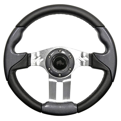 RHOX-Steering-Wheel-Aviator-5-Carbon-Fiber-Grip-Brushed-Aluminum-Spokes-13-Diameter-ACC-SW128