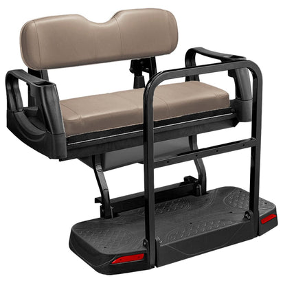 Marine chair with beige cushion and black frame on a white background