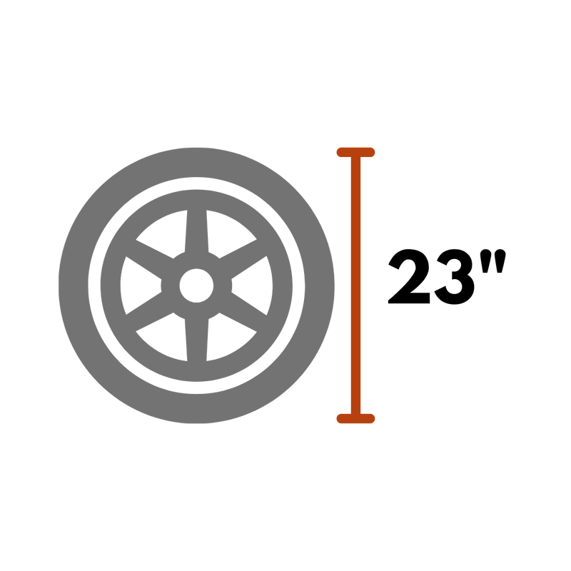 Wheel and tire combinations with 23 inches in overall height