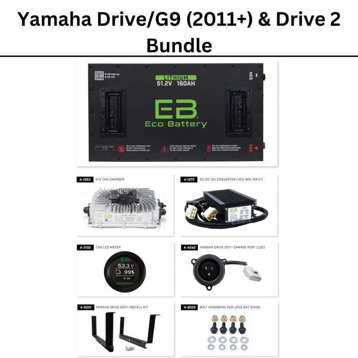 ECO Battery 48V / 160Ah Lithium Battery Bundle- Yamaha Drive (G29) and Drive 2