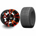 GCS™ 10" Vampire Golf Cart Wheels Colorway (Orange) and 205/50-10 Kenda Pro-Tour Tires