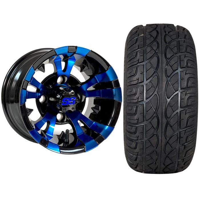 GCS™ 10" Vampire Golf Cart Wheels Colorway (Blue) and 205/50-10 Arisun X-sport tires