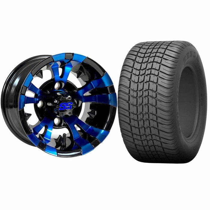 GCS™ 10" Vampire Golf Cart Wheels Colorway (Blue) and 205/50-10 Kenda Pro-Tour Tires