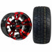 GCS™ 10" Vampire Golf Cart Wheels Colorway (Red) and 205/50-10 Wanda Steel Belted Radial Tires