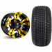 GCS™ 10" Vampire Golf Cart Wheels Colorway (Yellow) and 205/50-10 Excel Golf Pro II Tires