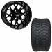 10" Matrix Gloss Black Aluminum Golf Cart Wheels and 205/50-10 Arisun Cruze Tires