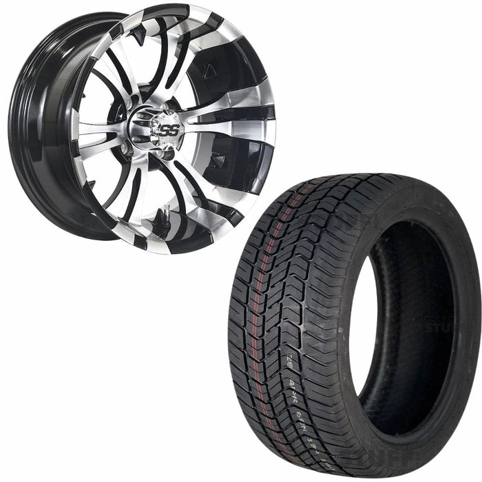 Products 14" Vampire Machined/Black Aluminum Golf Cart Wheels and 205/30-14 Wanda Steel Belted Radial tires