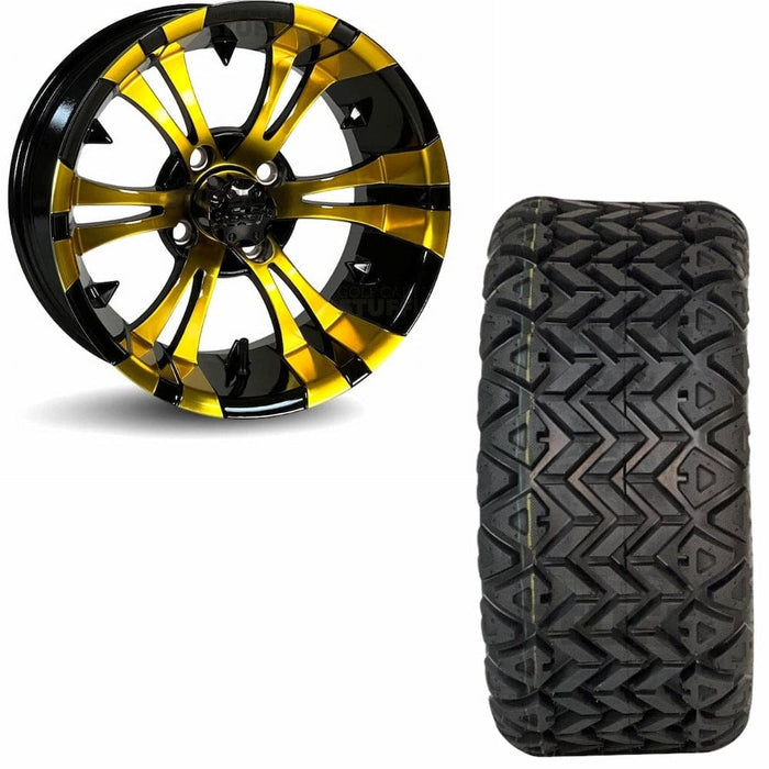 GCS™ Colorway 14" Vampire Golf Cart Wheels (Yellow) and 23" Tall Off-Road tires
