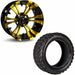GCS™ Colorway 14" Vampire Golf Cart Wheels (Yellow) and 23" Tall Sahara Classic tires