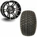 12" Golf Cart Wheels and 23x10.5-12 Kenda K500 Street/Turf Golf Cart Tires Combo- Spyder Black/Machined Aluminum