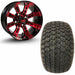 12" Golf Cart Wheels and 23x10.5-12 Kenda K500 Street/Turf Golf Cart Tires Combo- Tempest Black/Red