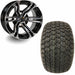 12" Golf Cart Wheels and 23x10.5-12 Kenda K500 Street/Turf Golf Cart Tires Combo- Terminator Black/Machined