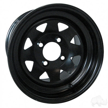 12" Black Steel Golf Cart Wheel | RHOX®