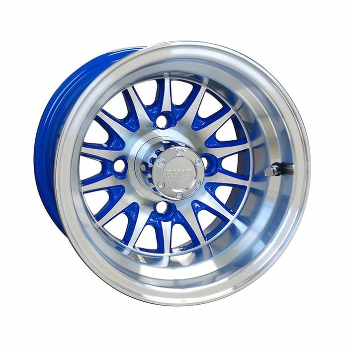 10" Phoenix Blue/Machined Aluminum Golf Cart Wheel | RHOX®