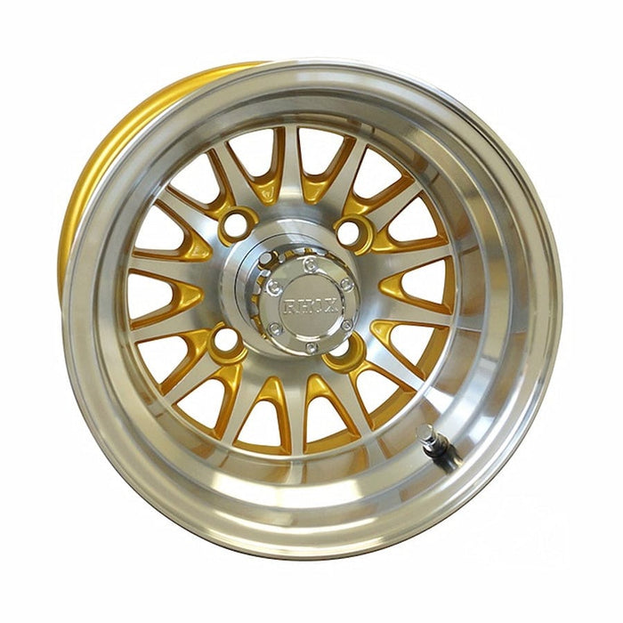 10" Phoenix Gold/Machined Aluminum Golf Cart Wheel | RHOX®