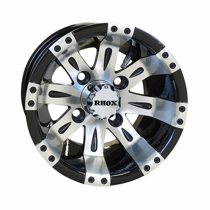 10" Vegas Black/Machined Aluminum Golf Cart Wheel | RHOX®