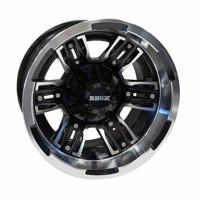 12" RX286 Matte Black/Machined Golf Cart Wheel | RHOX®