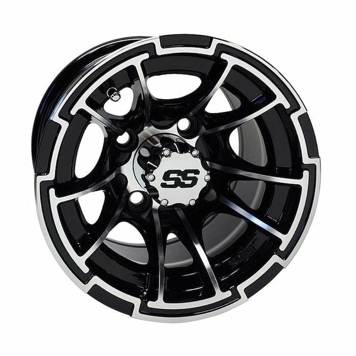 10" RX392 Gloss Black/Machined Aluminum Golf Cart Wheel | RHOX®