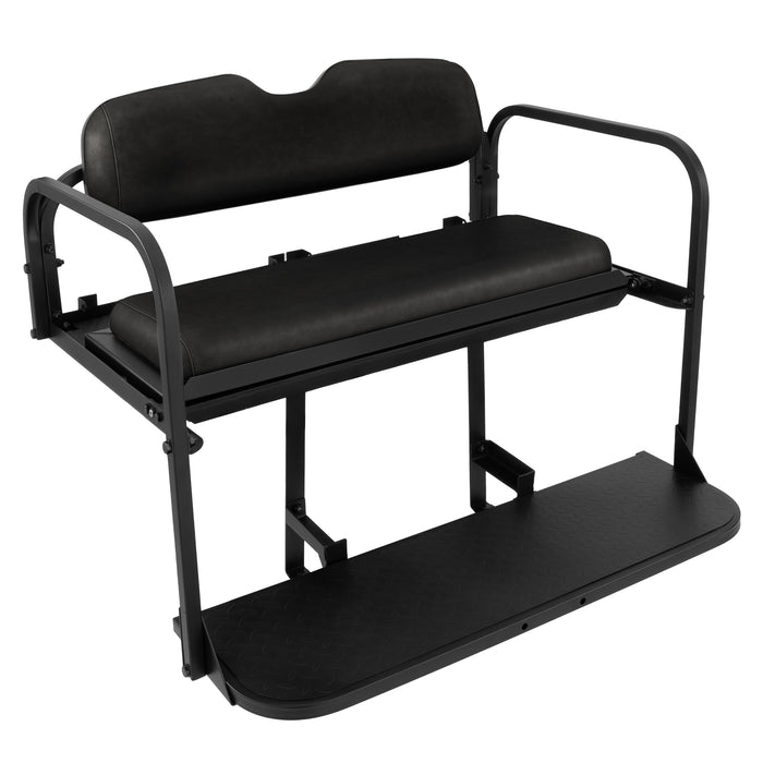 Black boat seat with backrest on a white background