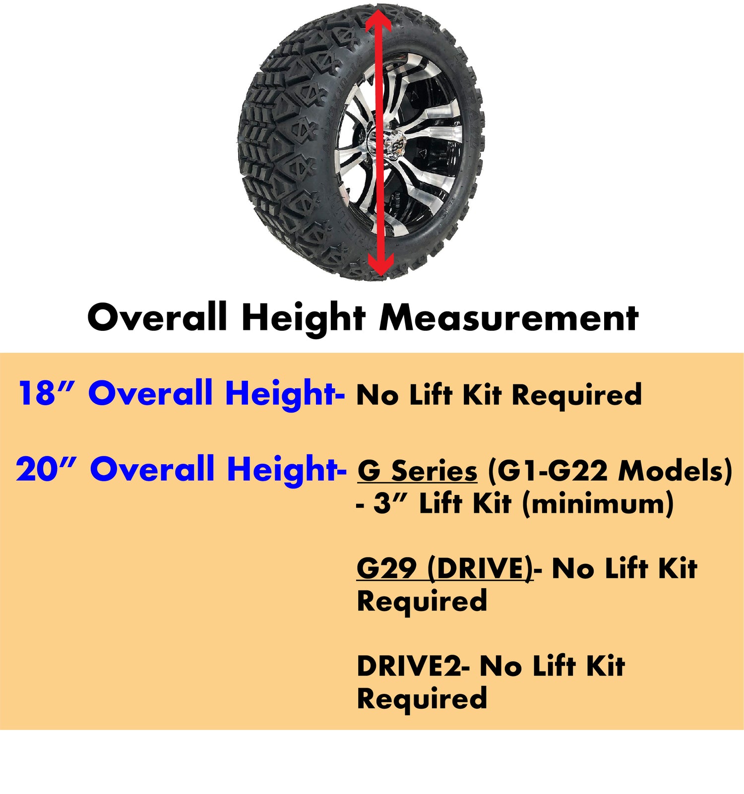 Yamaha Wheel and Tire Measurements for 18"-20" in Overall Diameter