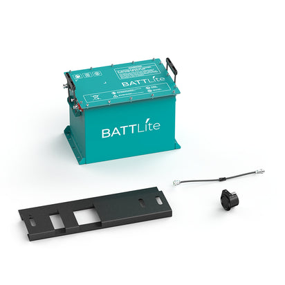 BATTLite battery and accessories on a white background