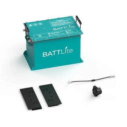 BATTLite battery with accessories on a white background