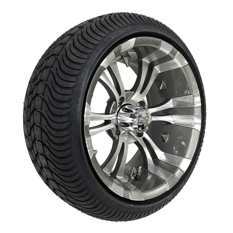 14" Vampire Gunmetal Machined Aluminum Wheel With Arisun Cruze Tire- Low Profile/Street Example