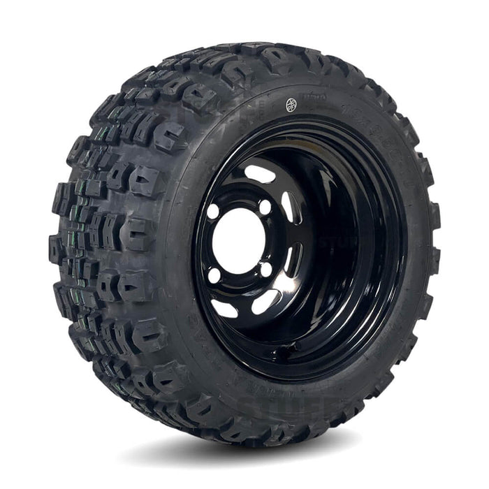 10" Black Steel Golf Cart Wheels and 18" All Terrain Tires Combo - Set of 4 (Fits all carts!)