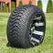 10" Tempest Aluminum SS Wheels in Black and Machined Aluminum Finish and 205/50-10 Low-Profile Arisun Cruze Turf Tires Combo - Set of 4 - GOLFCARTSTUFF.COM™
