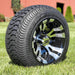 10" Vampire Black/Machined Aluminum Golf Cart Wheels and 205/50-10 DOT Street/Turf Golf Cart Tires Combo - Set of 4 (Choose your tire!) - GOLFCARTSTUFF.COM™