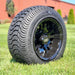 10" Vampire Gloss Black Aluminum Wheels and 205/50-10 Low-Profile Street/Turf Tires Combo - Set of 4 - GOLFCARTSTUFF.COM™