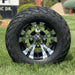 10" Vampire SS Wheels in Black and Machined Aluminum Finish and 20" Arisun Lightning Tires Combo- Set of 4 - GOLFCARTSTUFF.COM™