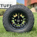 10" Vampire SS Wheels in Gloss Black Finish and 20" Arisun Lightning Tires Combo- Set of 4 - GOLFCARTSTUFF.COM™