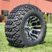 10" Venom Aluminum Black/ Machined Aluminum Golf Cart Wheels and 22x11-10 DOT All Terrain Tires Combo - Set of 4 - GOLFCARTSTUFF.COM™