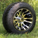 10" Venom Black/Machined Aluminum Golf Cart Wheels and 205/50-10 DOT Street/Turf Golf Cart Tires Combo - Set of 4 (Choose your tire!) - GOLFCARTSTUFF.COM™