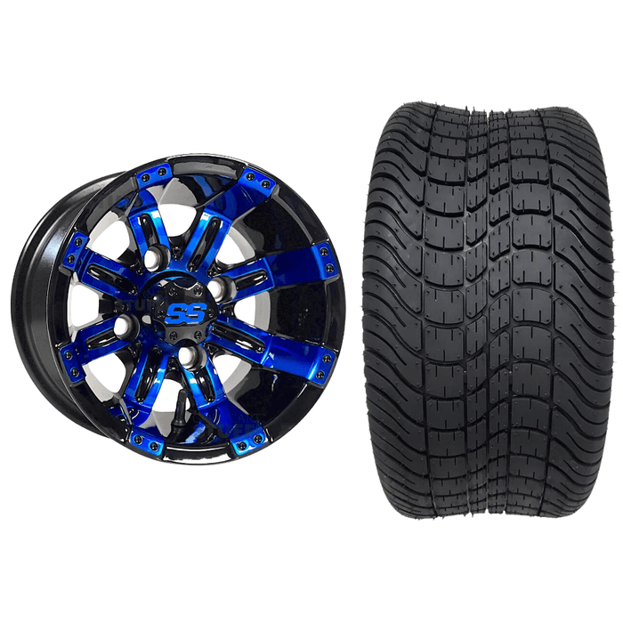 10" Tempest GCS™ Colorway Golf Cart Wheels and 205/50-10 DOT Street/Turf Golf Cart Tires Combo - Set of 4 (Choose your tire!)