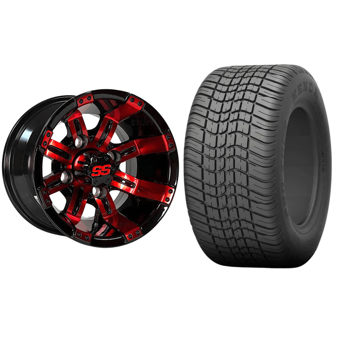10" Tempest GCS™ Colorway Golf Cart Wheels and 205/50-10 DOT Street/Turf Golf Cart Tires Combo - Set of 4 (Choose your tire!)
