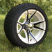 12" Apollo White/Black Aluminum Golf Cart Wheels and 215/35-12 Low-Profile DOT Street & Turf Tires Combo - Set of 4 - GOLFCARTSTUFF.COM™