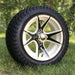 12" Apollo White/Black Aluminum Golf Cart Wheels and 215/35-12 Low-Profile DOT Street & Turf Tires Combo - Set of 4 - GOLFCARTSTUFF.COM™