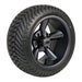 12" Godfather Matte Gunmetal Gray Golf Cart Wheels and DOT Approved Street Turf Tires Combo - Set of 4 - GOLFCARTSTUFF.COM™