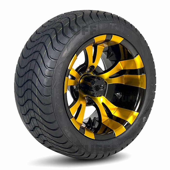 GCS™ 12" Vampire Golf Cart Wheels Colorway and 215/40-12 Low-Profile DOT Street & Turf Tires Combo - Set of 4 (Choose your tire!)