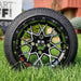 12" Matrix Black/Machined Aluminum Golf Cart Wheels - 12"x7" ET-25 Offset - GOLFCARTSTUFF.COM™