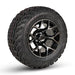 12" Rally Black/Machined Golf Cart Wheels and All Terrain Tires Combo - Set of 4 - GOLFCARTSTUFF.COM™