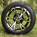 12" Ranger Black/Machined Aluminum Golf Cart Wheels and 215/35-12 Low-Profile DOT Street & Turf Tires Combo - Set of 4 (Choose your tire!) - GOLFCARTSTUFF.COM™