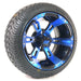 12" Stallion Black & Electric Blue Aluminum Golf Cart Wheels and Street/Turf DOT Approved Golf Cart Tires Combo - Set of 4 (18" or 20" tall) - GOLFCARTSTUFF.COM™
